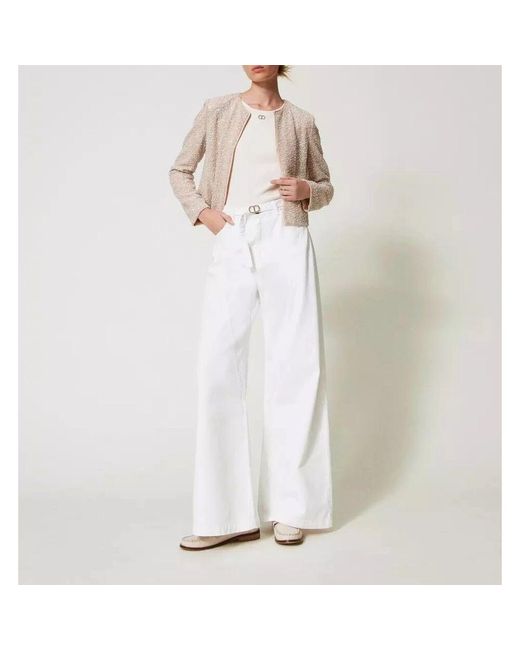 Wide Trousers Twinset de color White