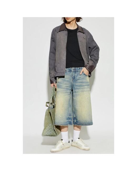 M I S B H V Blue Denim Shorts for men