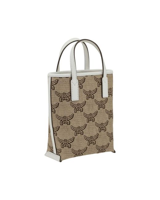 MCM Multicolor Raffia Tote Tasche Mit Applique Logo