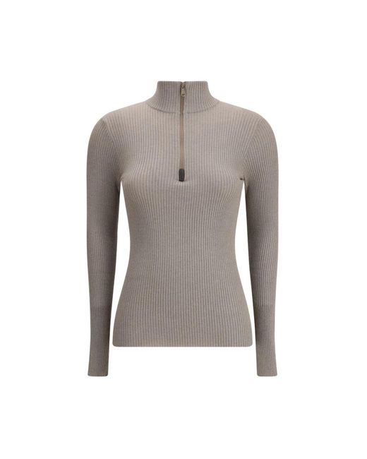 Brunello Cucinelli Gray Zip-Throughs