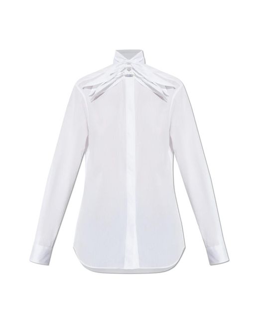 Moschino Overhemden ,Wit ,Katoen Blouse Met Decoratieve Strik Bij De Halslijn in het White