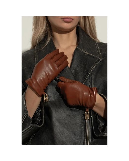 Moschino Brown Lederhandschuhe