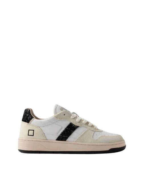 Date White Weiße sneakers mit schwarzem glitzerdetail