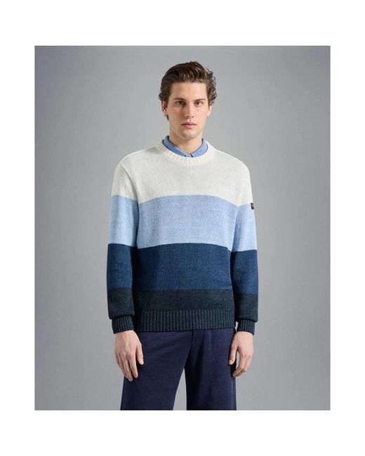 Paul & Shark Blue Round-Neck Knitwear for men