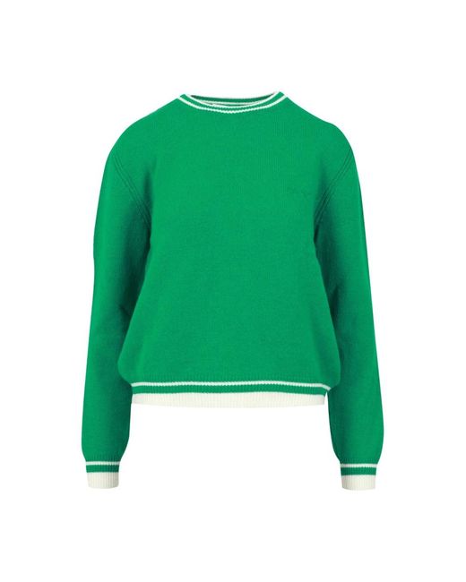 MSGM Truien & Vesten ,Groen ,Wol Groene Trui Van Wol En Kasjmier Met Geborduurd Logo in het Green