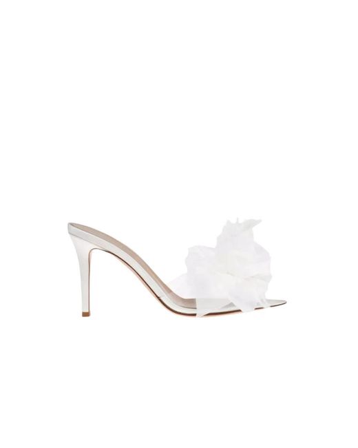 Gianvito Rossi White Heeled Mules