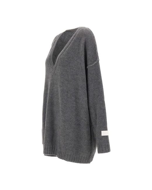 MM6 by Maison Margiela Gray V-Neck Knitwear