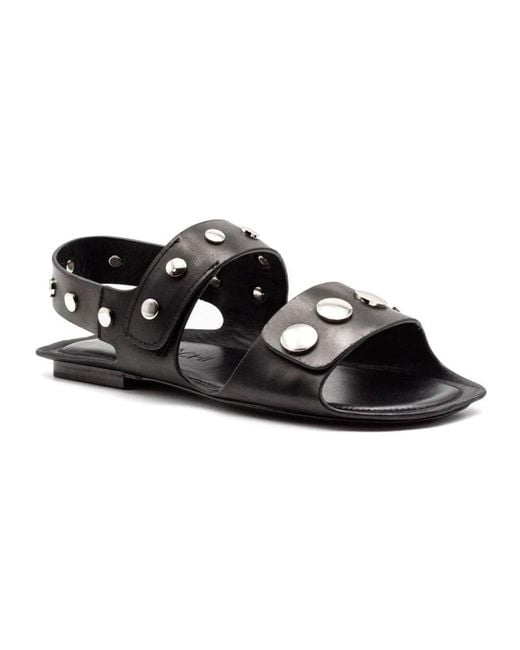 Elena Iachi Black Flat Sandals
