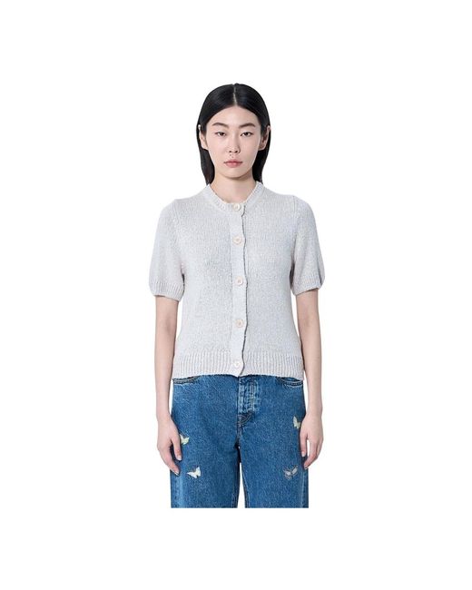 Our Legacy Truien & Vesten ,Silk Knit Crewneck Cardigan in het Blue