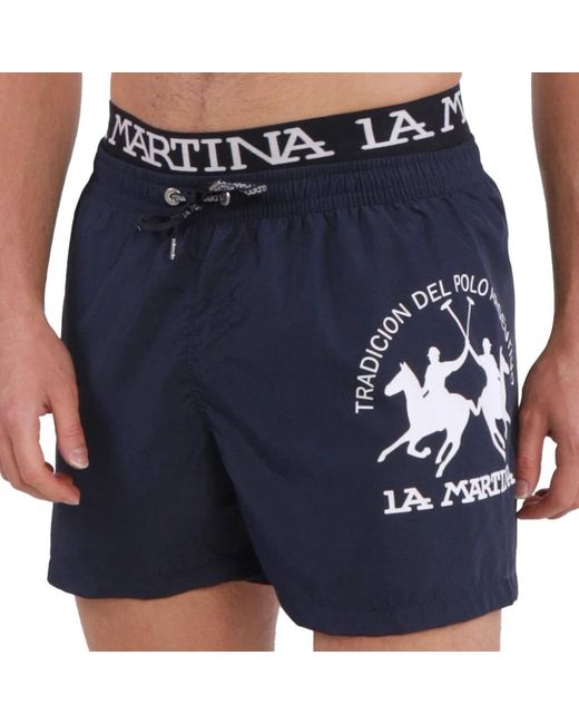 La Martina Boxer badehose mit logo-druck in Blue für Herren