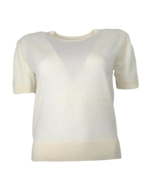 Kaos Truien & Vesten ,Wol Open Gebreide Trui Met Korte Mouw T-Shirt Set in het Natural