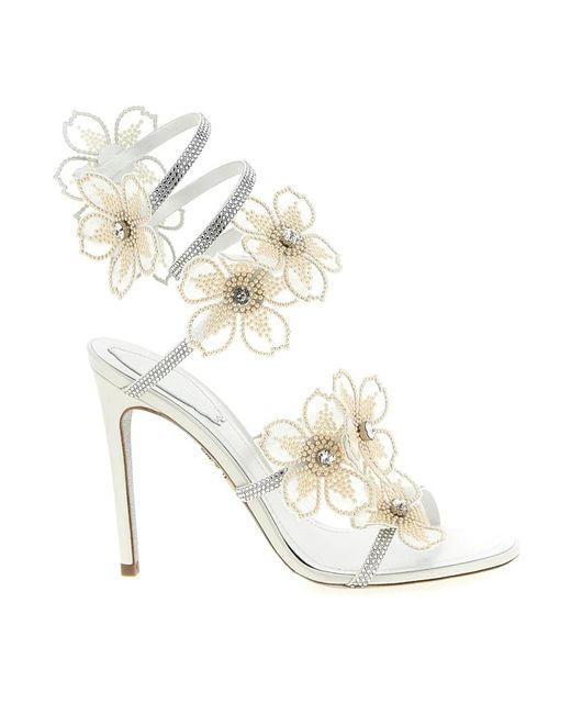 Rene Caovilla White High Heel Sandals