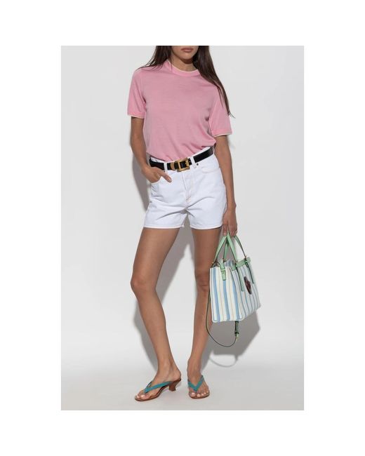 Versace Wollen Top Met Geborduurd Logo in het Pink