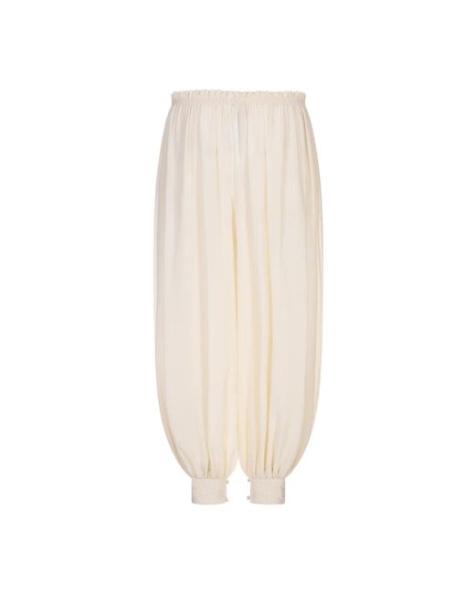 Chloé Witte Zijden Broek in het Natural