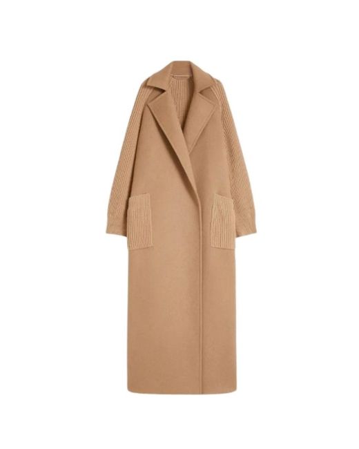 Max Mara Single-Breasted Coats in het Natural