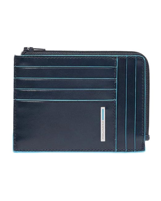 Piquadro Blaue Lederkartenhalter Brieftasche in Blue für Herren