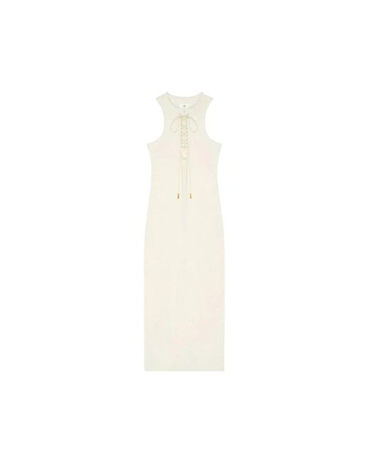 Givenchy White Elegantes Strick Midi Kleid Mit Krawattenhals
