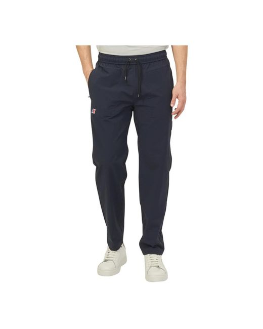 K-Way Blue Straight Trousers for men