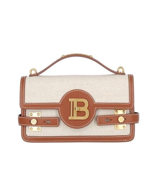 Balmain Brown Canvas-Handtasche Mit Abnehmbarem Schultergurt