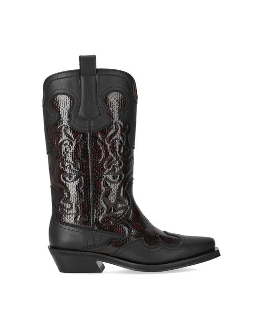 Ganni Women's Black Cowboy Boots