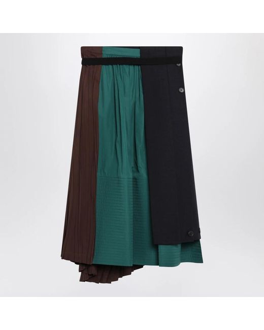 Prada Rokken ,Veelkleurig ,Wol Patchwork Midi Rok in het Black
