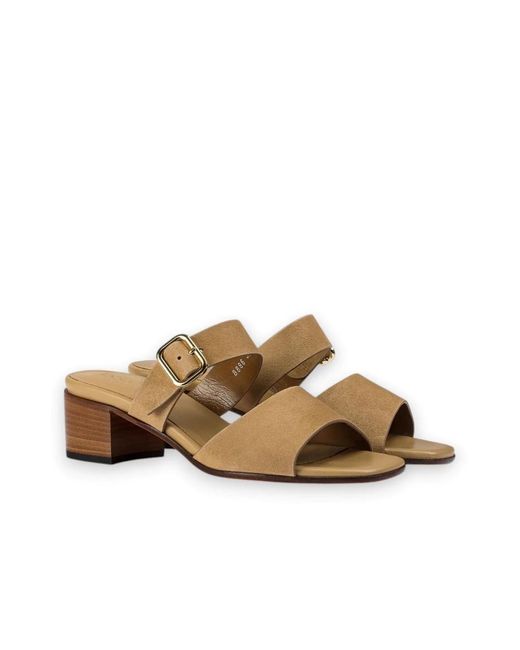 Doucal's Brown Heeled Mules