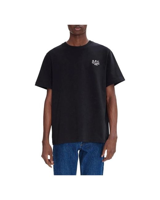 A.P.C. Tops ,Zwart ,Maglietta Girocollo A Maniche Corte in het Black voor heren