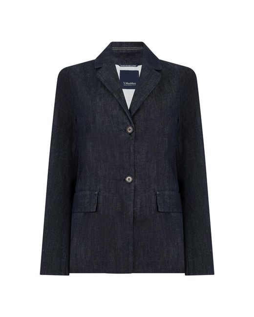 Max Mara Smmleone Enkelrijige Jas in het Blue