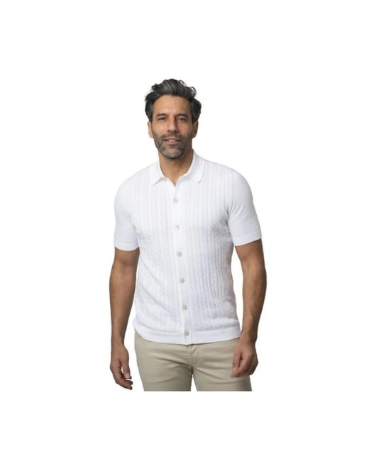 Gran Sasso Korte Mouw Kabel Gebreide Blouse in het White voor heren