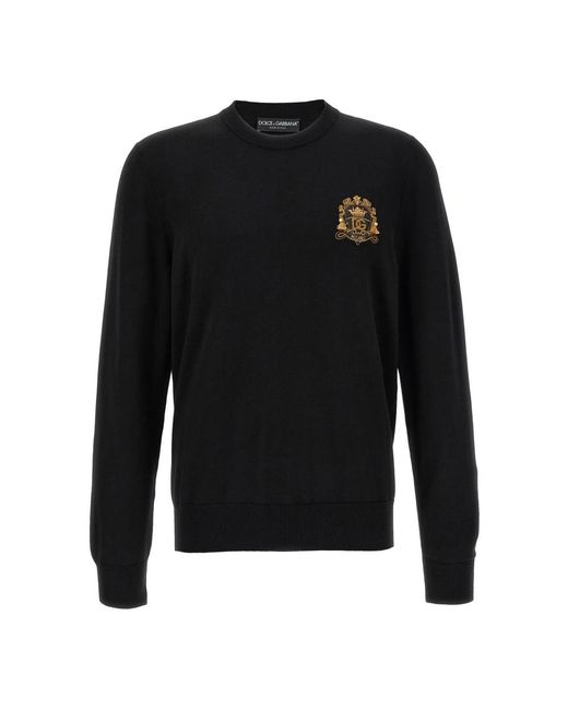 Dolce & Gabbana Black Round-Neck Knitwear for men