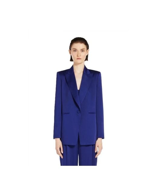 Max Mara Jassen ,Blauw ,Acetate Blazer in het Blue