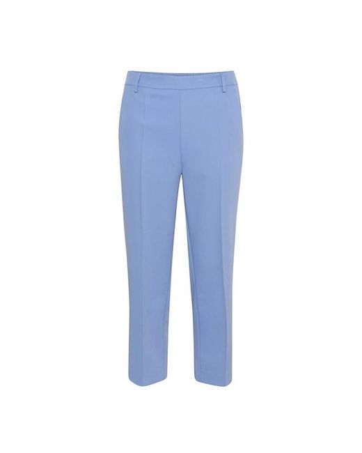 Kaffe Broeken ,Blauw ,Hoge Taille Cropped Broek Ebb And Flow in het Blue