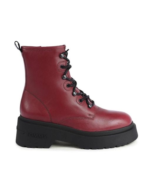 Tommy Hilfiger Red Lace-Up Boots