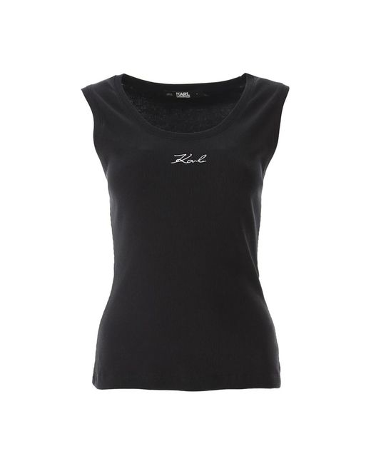 Karl Lagerfeld Black Sleeveless Tops