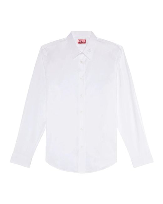 DIESEL Shirt aus mikrotwill mit farbgleicher stickerei in White für Herren