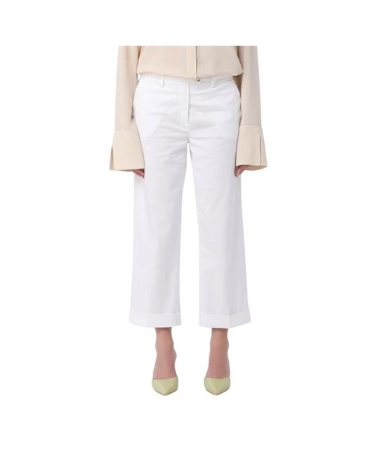 Re-hash White Weiße Wide-Leg Cropped Hose
