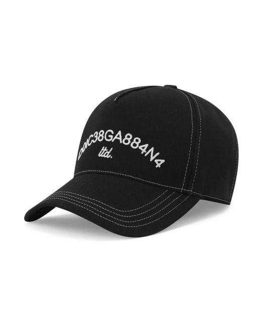 Neri cappelli in cotone con ricamo logo di Dolce & Gabbana in Black da Uomo