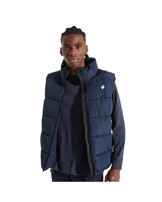 Superdry Jassen ,Blauw ,Vintage Mouwloze Gewatteerde Jas in het Blue voor heren