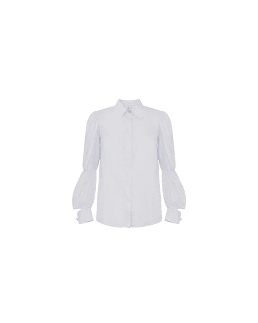 Elisabetta Franchi White Baumwollbluse Mit Gerüschten Ärmeln