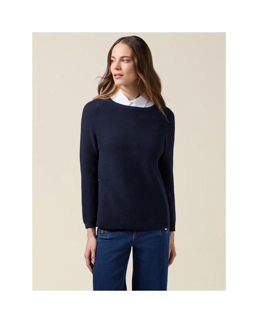 Oltre Blue Gerippte Baumwollstrickware
