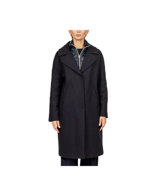 Herno Jassen ,Blauw ,Wol Blauwe Wollen Jas Met Verwijderbare Puffer in het Black