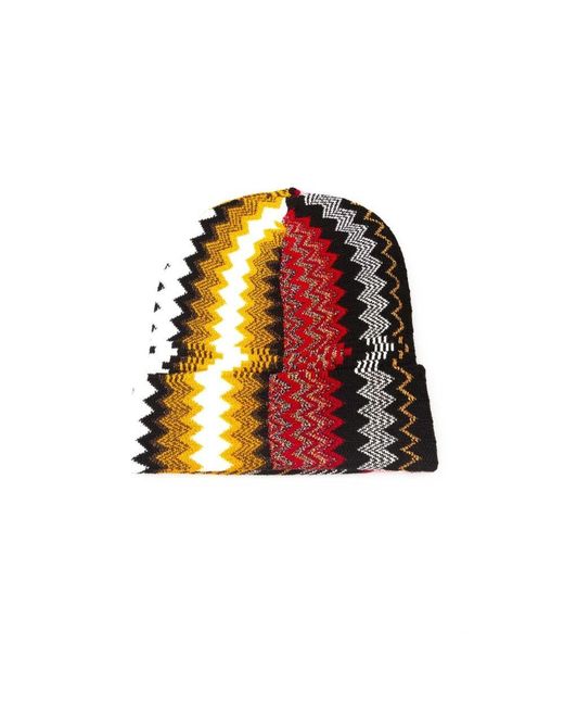 Missoni Red Geometrische Fantasie Wollmischung Mehrfarbige Mütze