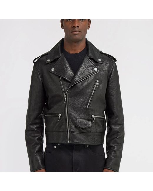 Roberto Cavalli Black Leather Jackets for men