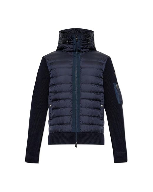 Moncler Truien & Vesten ,Blauw ,Leer Vest Met Donsgevulde Voorkant in het Blue voor heren