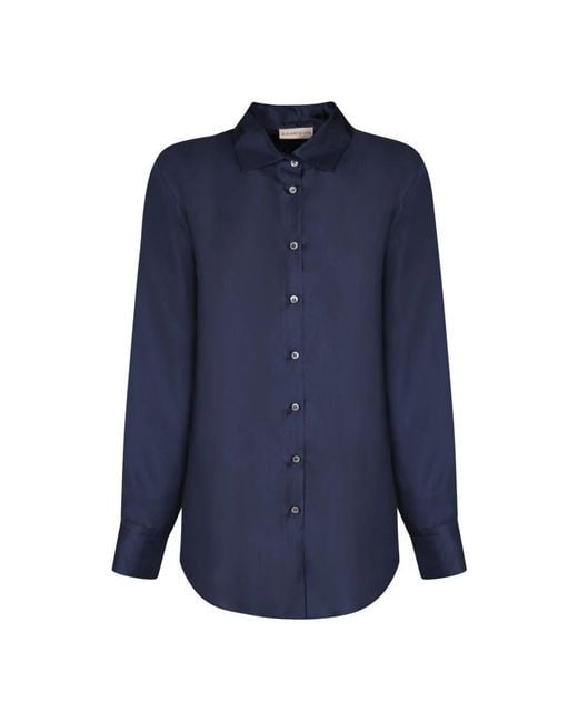 Blanca Vita Blue Blaue seidenhemden eleganter stil