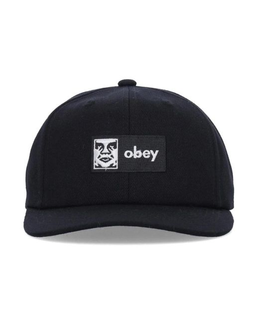 Obey Accessoires ,Zwart ,Wol Klassieke Snapback Gebogen Klep Pet Zwart in het Black voor heren