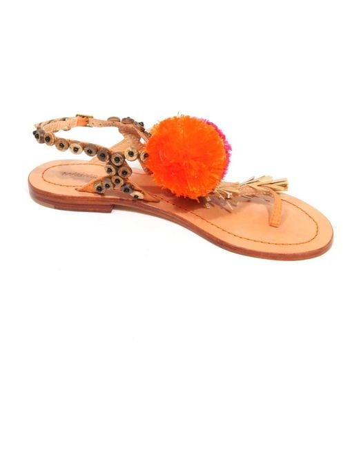 Maliparmi Orange Flat Sandals
