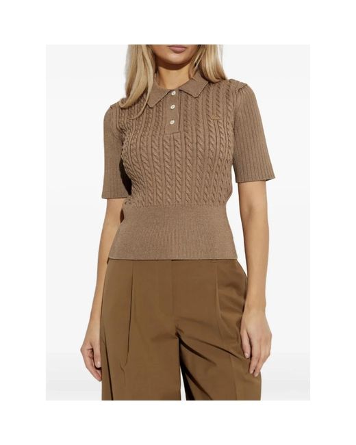 Lacoste Brown V-Neck Knitwear