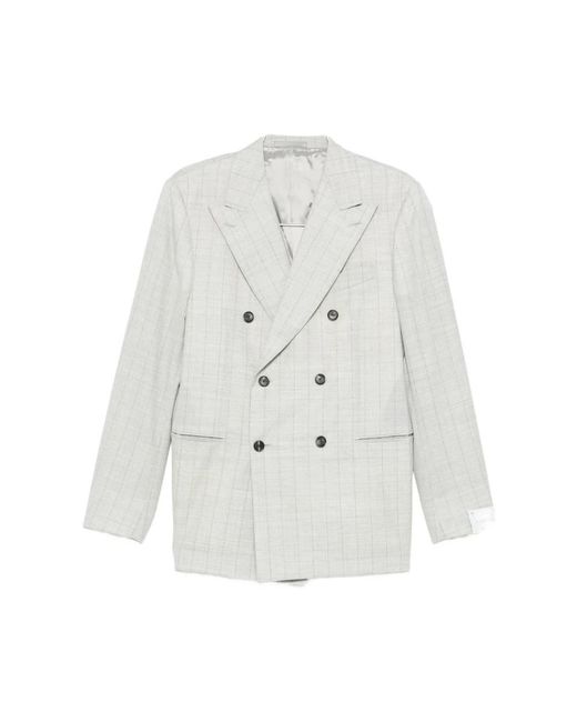 Caruso Gray Double Breasted Suits for men
