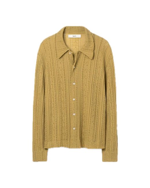 Camicia in lana merino a maglia a trecce di Séfr in Yellow da Uomo